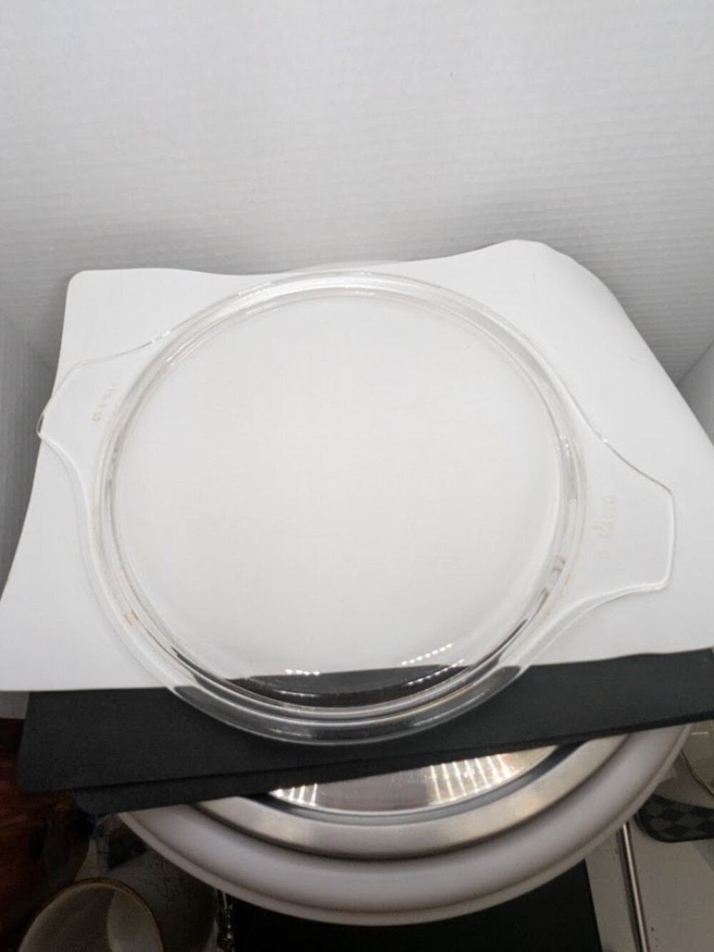 Vintage Pyrex Clear Glass Round Casserole Lid 475 C 33 Tab Handles Lid only